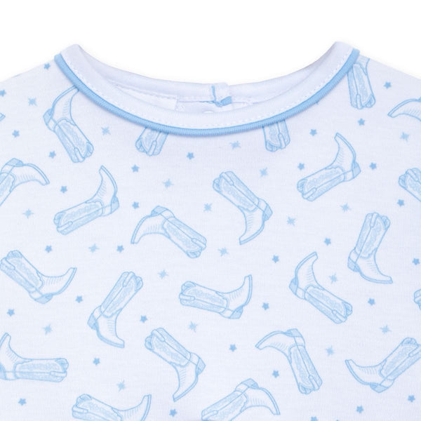 Darling Cowboy Boots Light Blue Print S/less Boy Bubble