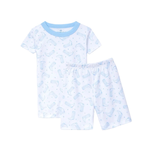 Darling Cowboy Boots Light Blue Toddler Short Pajamas