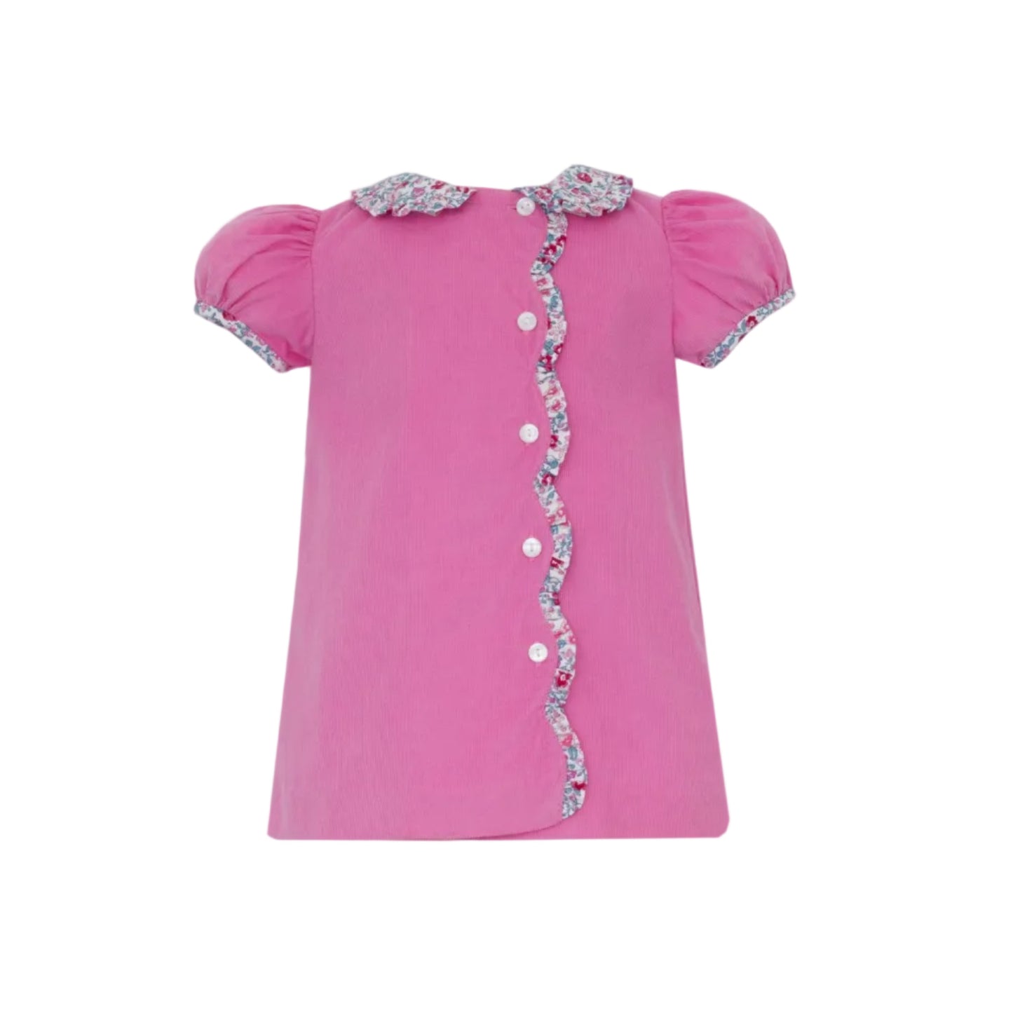 Pink Corduroy Dress w/ Pink Floral Trim