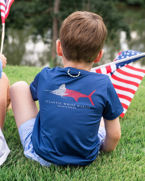 Kid's Performance Short Sleeve T-Shirt- Navy Peony