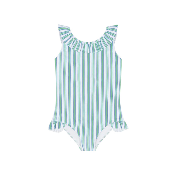 Girls Tamarin Stripe Ruffle Collar One Piece