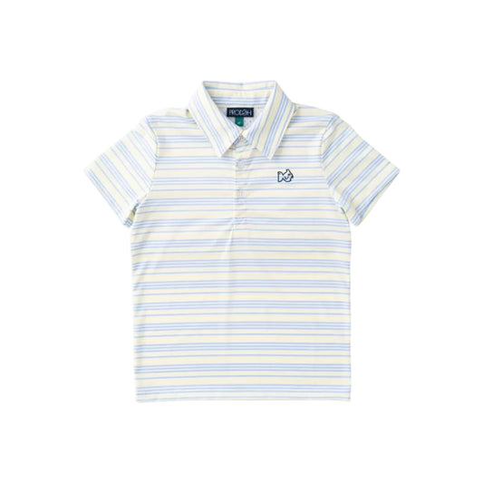 Boys' Short Sleeve Pro Performance Polo- Yellow Pear Windsurfer Stripe