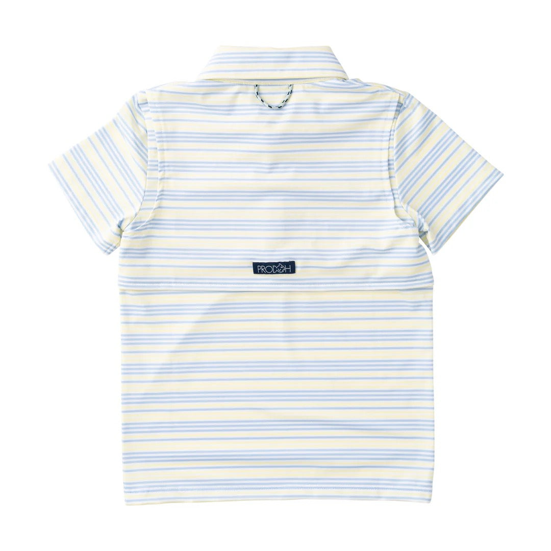 Boys' Short Sleeve Pro Performance Polo- Yellow Pear Windsurfer Stripe