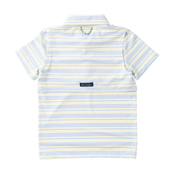 Boys' Short Sleeve Pro Performance Polo- Yellow Pear Windsurfer Stripe
