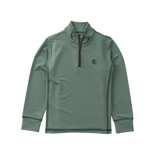 Boy's PRO Performance 1/4 Zip Pullover in Camping Green Stripe