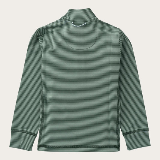 Boy's PRO Performance 1/4 Zip Pullover in Camping Green Stripe