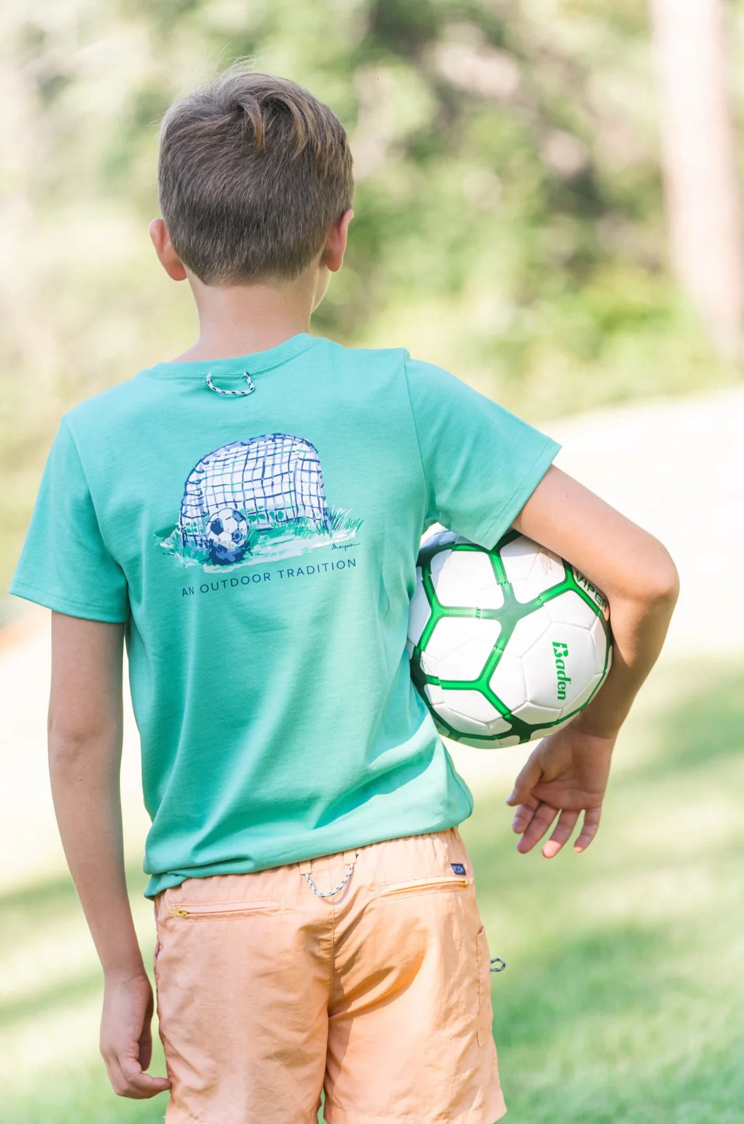 Kids' Short Sleeve Cotton T-Shirt, Marine Green