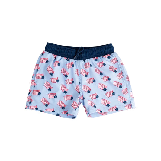 Boys' Boogie Board Swim Trunk- American Flag Print