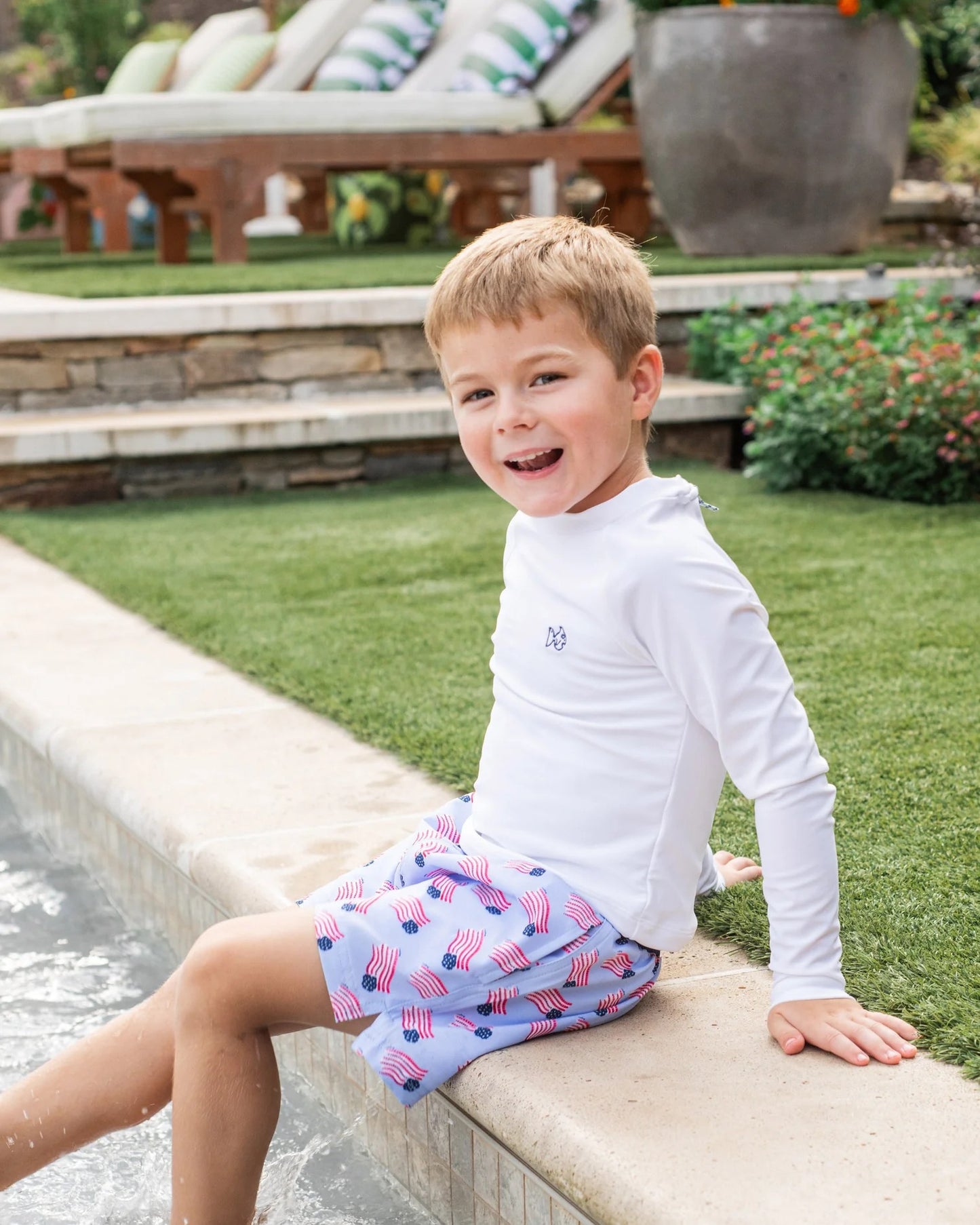 Boys' Boogie Board Swim Trunk- American Flag Print
