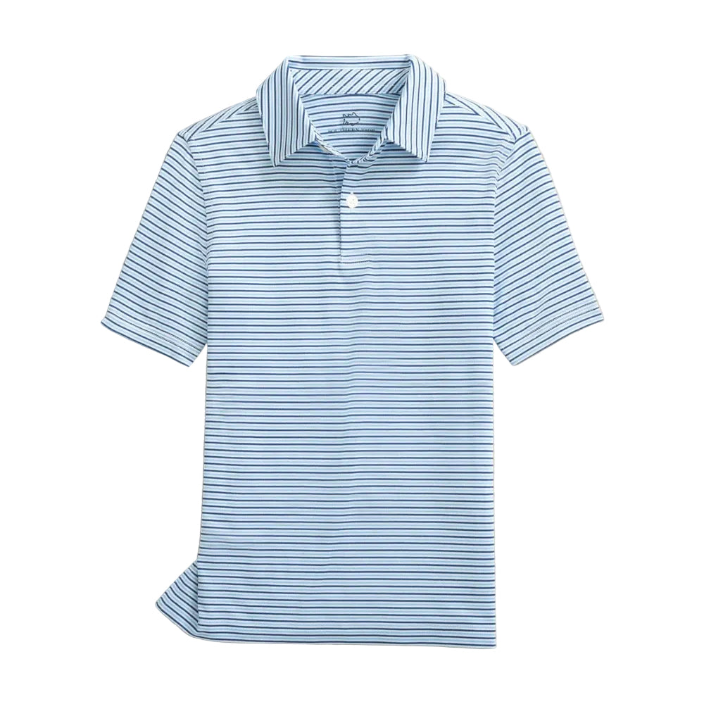 Boys Driver Micro-Stripe Performance Polo, Ocean Channel