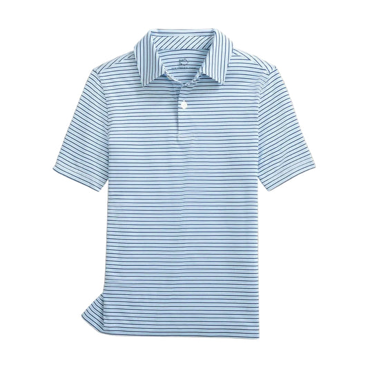 Boys Driver Micro-Stripe Performance Polo, Ocean Channel