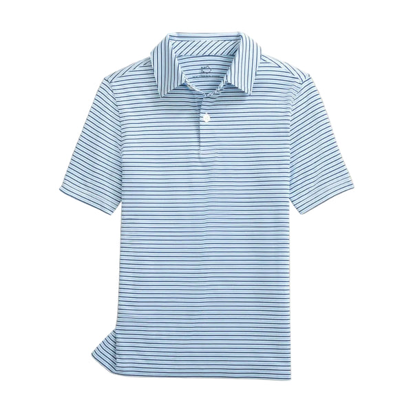 Boys Driver Micro-Stripe Performance Polo, Ocean Channel