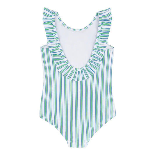 Girls Tamarin Stripe Ruffle Collar One Piece