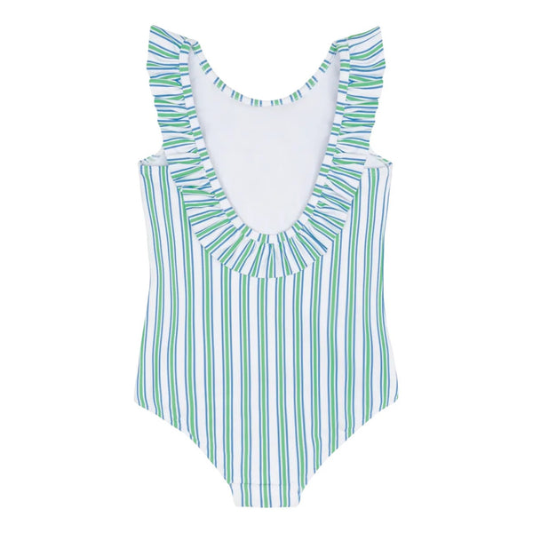 Girls Tamarin Stripe Ruffle Collar One Piece