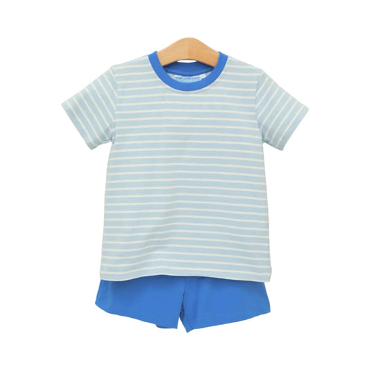Drew Short Set- Sky Blue Stripe/Blue