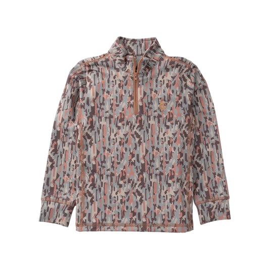 Boy's PRO Performance 1/4 Zip Pullover in Neutral Stay in the Lines Camo