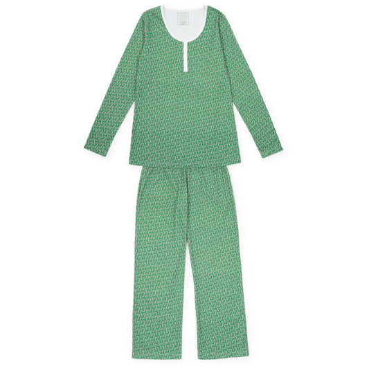 Calli Women's Longsleeve Pajama Pant Set- Candy Cane Lane