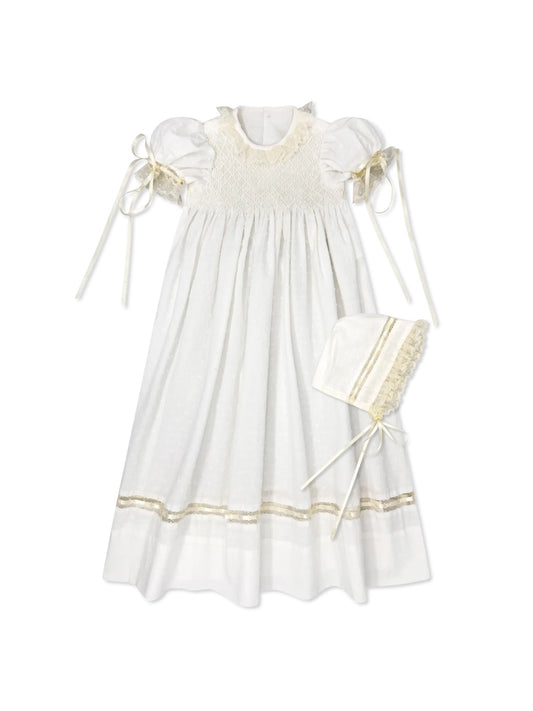 Margaret Daygown White Swiss Dot with Ecru Lace