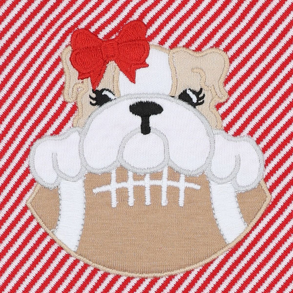 Bulldog Pride Applique Red Ruffle S/S Bubble