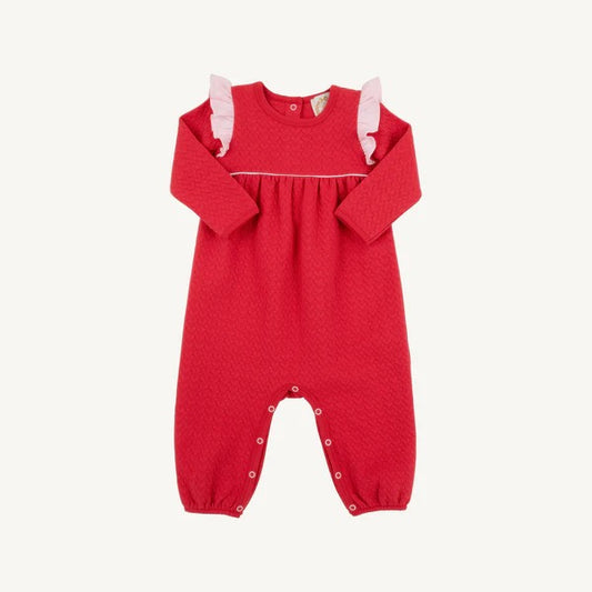 Leigh Ann Angel Sleeve Romper Quilted Richmond Red/Palm Beach Pink