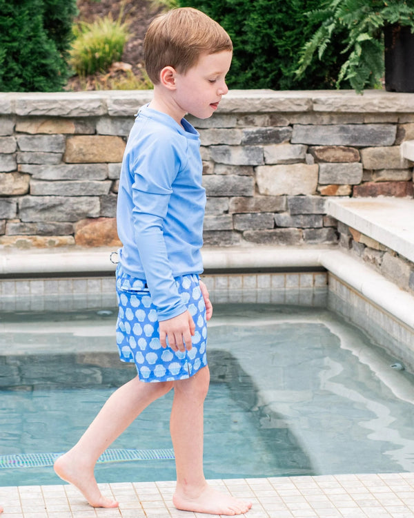 Boys' Boogie Board Swim Trunk- Marina Blue Shells Print