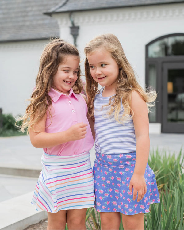 Girls' Tennis Twirl Skort with Built-In Compression Shorts-Sun Kissed Stripe