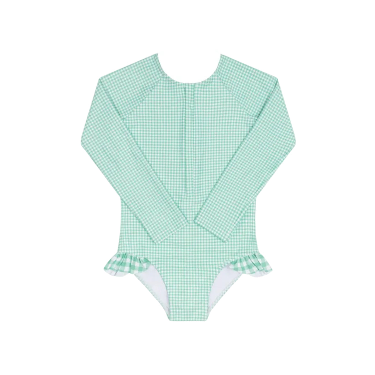 Girls Gustavia Gingham Front Zip Rashguard One Piece