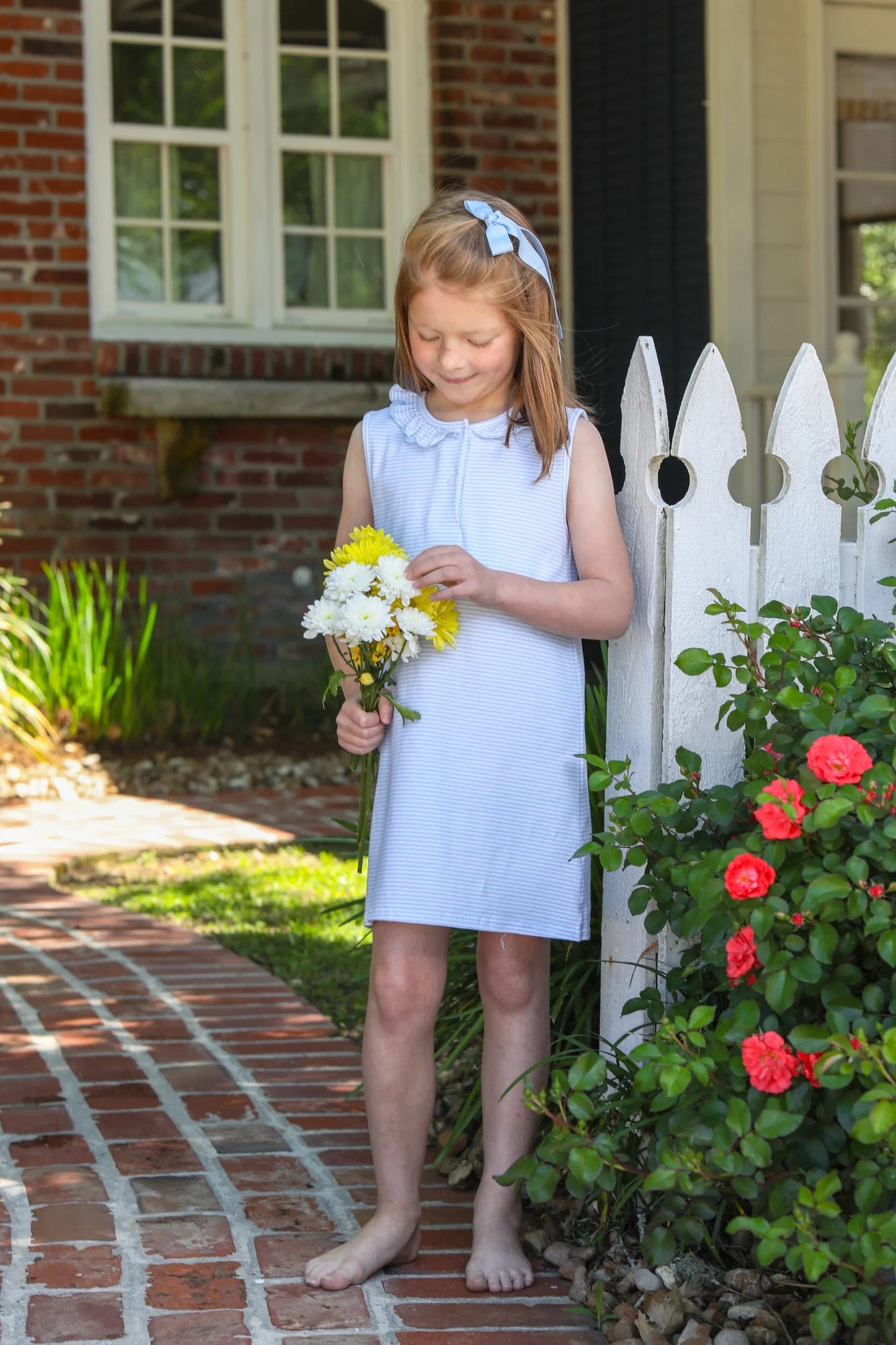 Nora Dress- Light Blue Stripe