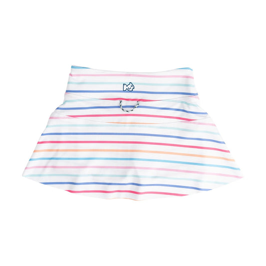 Girls' Tennis Twirl Skort with Built-In Compression Shorts-Sun Kissed Stripe