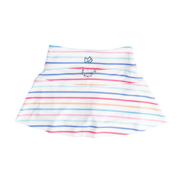 Girls' Tennis Twirl Skort with Built-In Compression Shorts-Sun Kissed Stripe