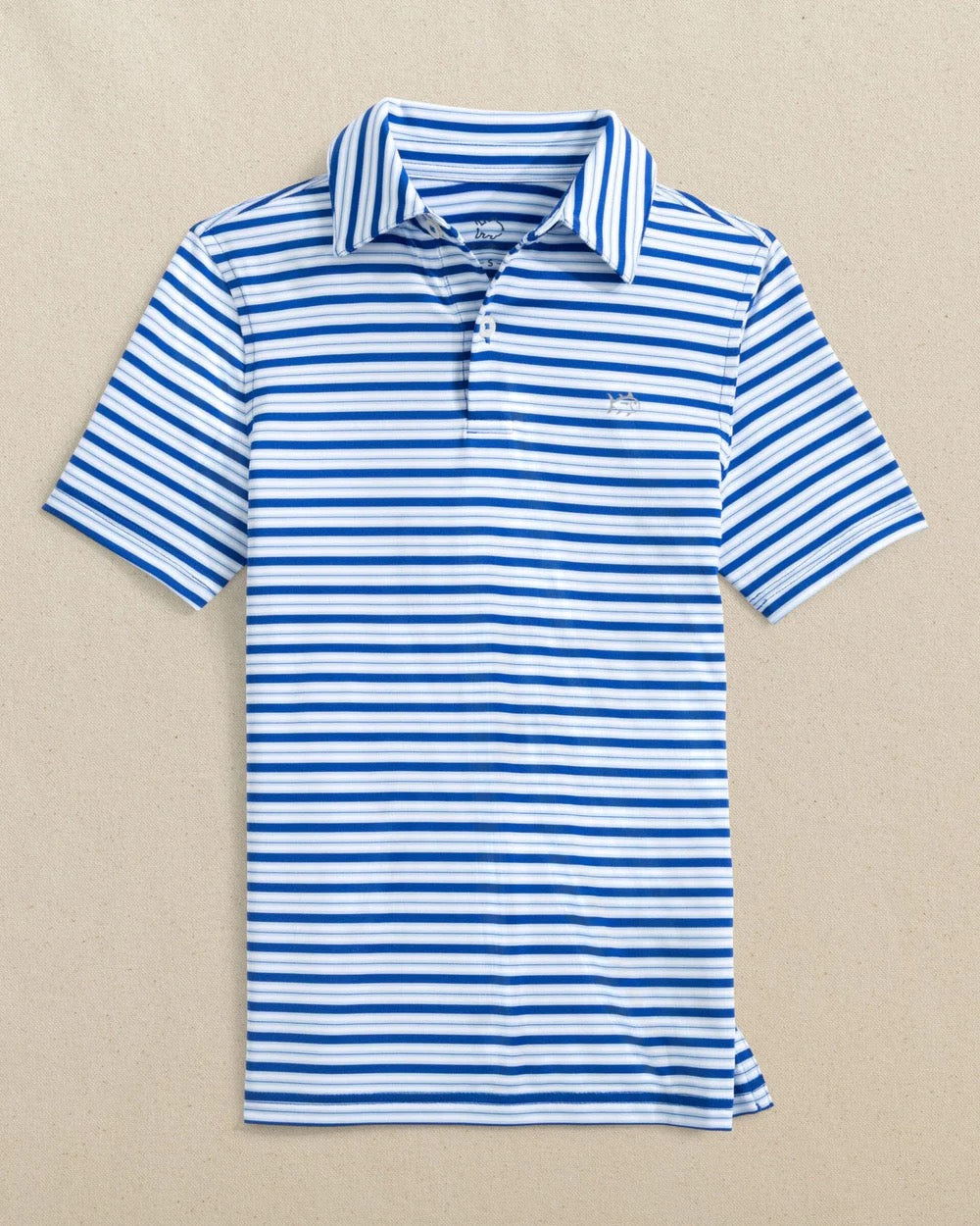 Boys Driver Ocean Hill Stripe Performance Polo Surf Blue