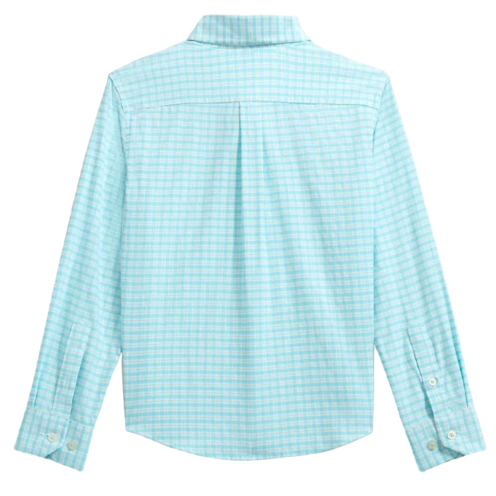 LS Coastal Breeze Precheck Plaid Sportshirt- Tropical Breeze Blue