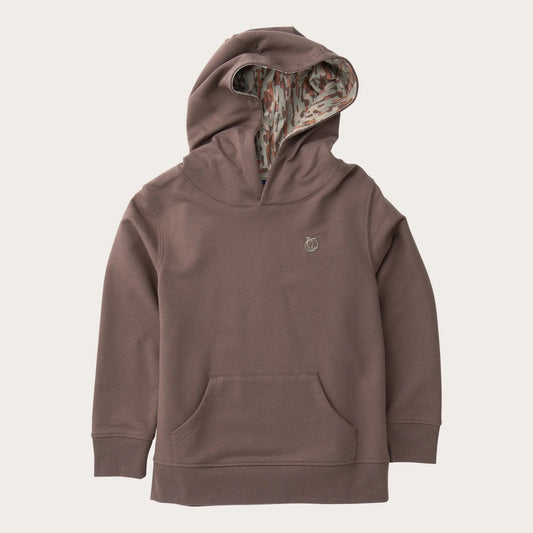 Boy's Spinnerbait Hooded Sweatshirt in Coffee Quartz with Duck Camo