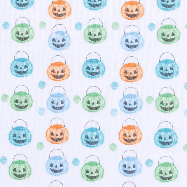 Pumpkin Party Long Pajamas- Light Blue