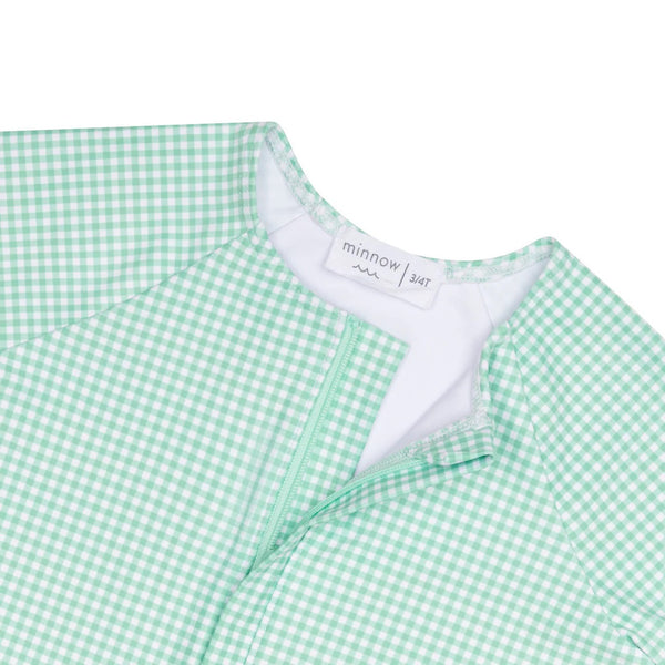 Girls Gustavia Gingham Front Zip Rashguard One Piece