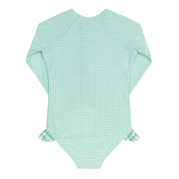 Girls Gustavia Gingham Front Zip Rashguard One Piece