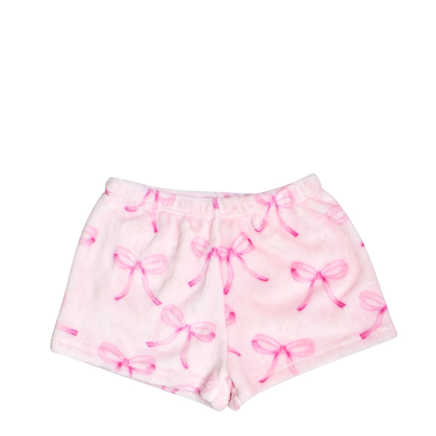 Fleece Printed Cozy Shorts Pink Bow Print