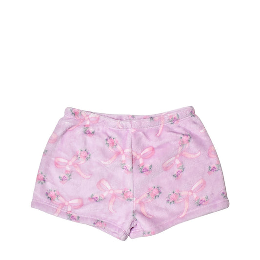 Fleece Printed Cozy Shorts Orchid Floral Bow Print