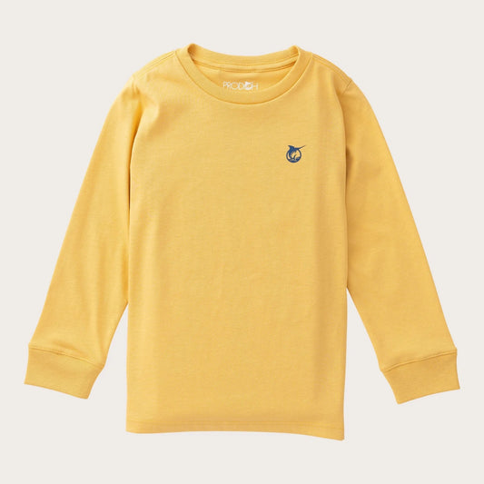 Boy's Long Sleeve Cotton T-shirt in Ochre Duck Hunting Dog Art