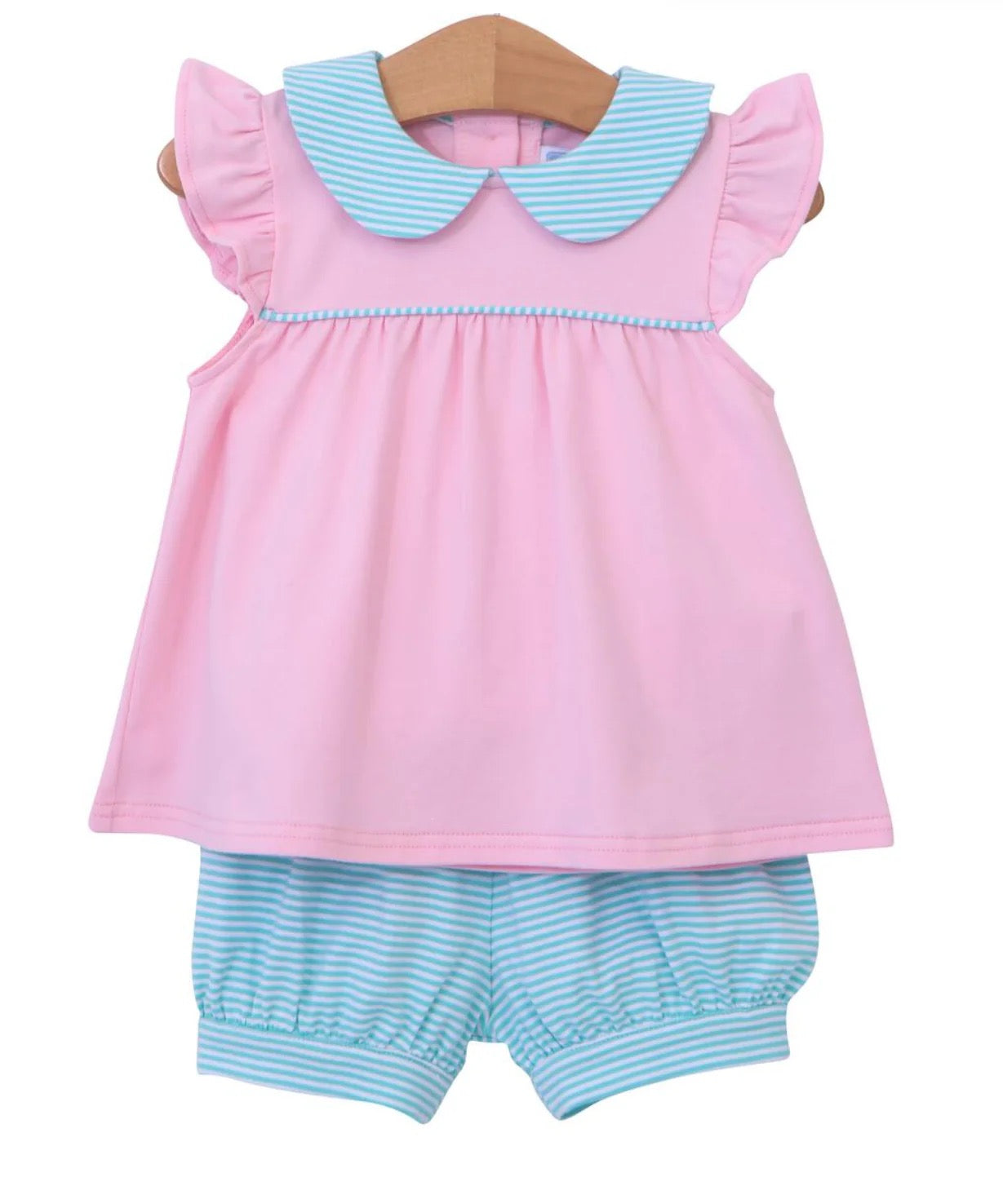 Genevieve Bloomer Set-Mint Stripe/Light Pink