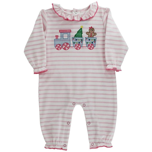 Gingerbread Express - Girls Knit Romper
