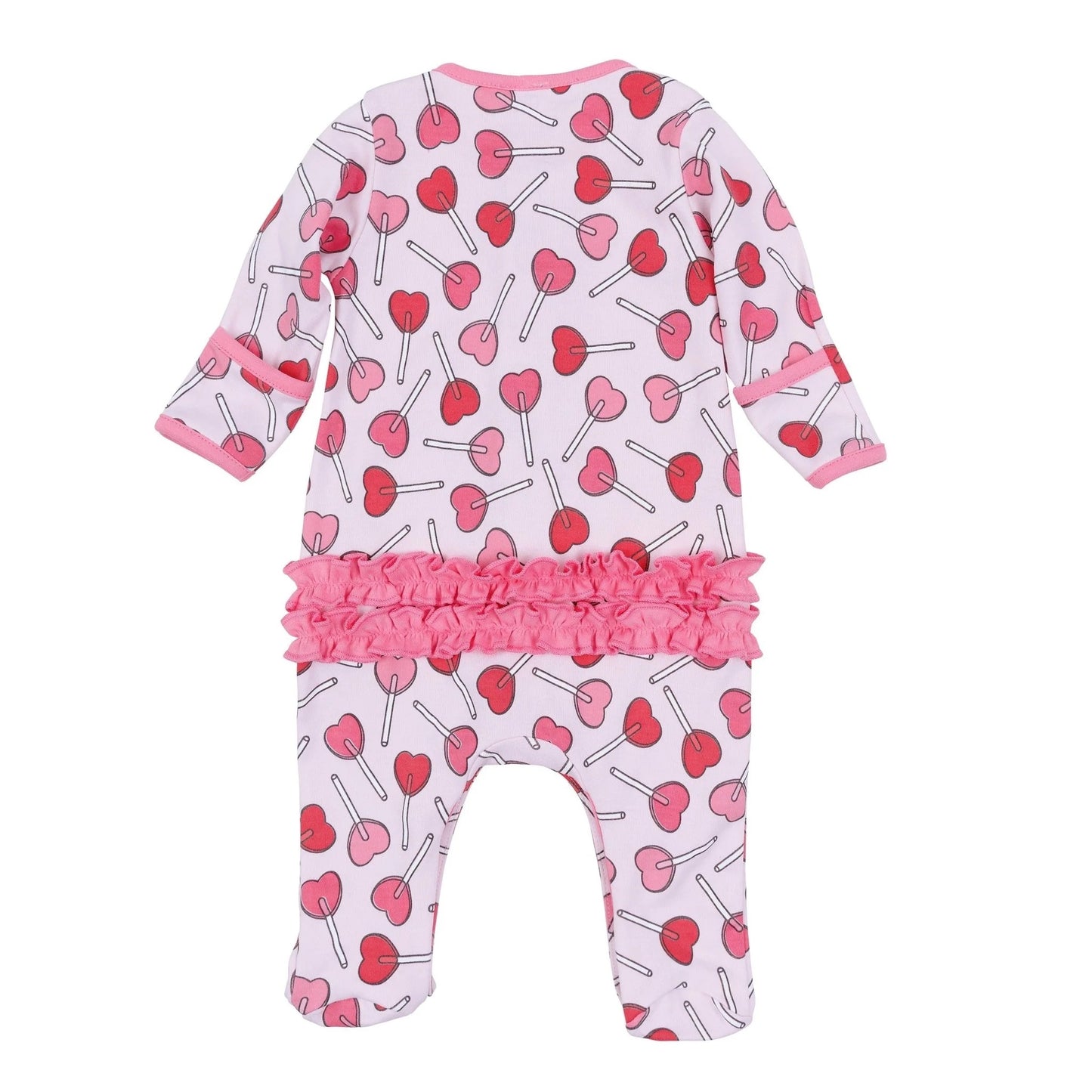 Sweetheart Pops Ruffle Footie Pink