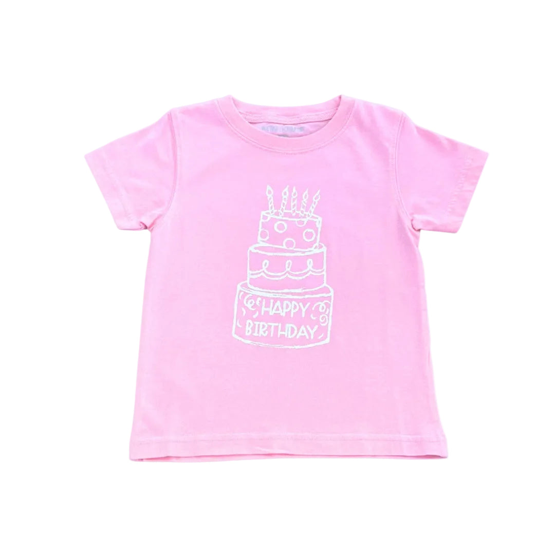 Short Sleeve Light Pink Birthday Cake T-Shirt