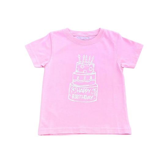 Short Sleeve Light Pink Birthday Cake T-Shirt