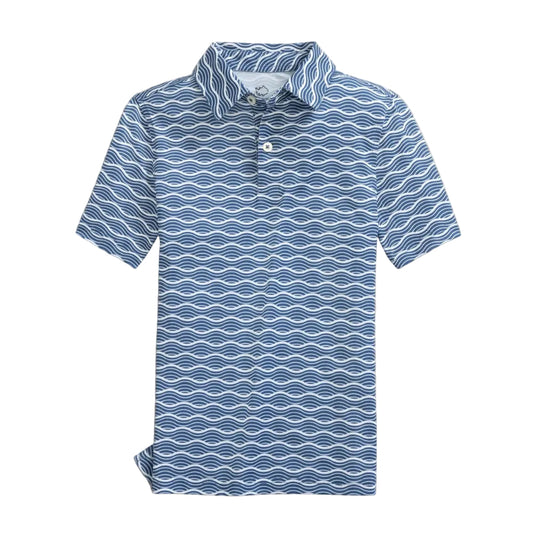 Youth Short Sleeve Driver Ocean Echo Performance Polo, Nautical Blue