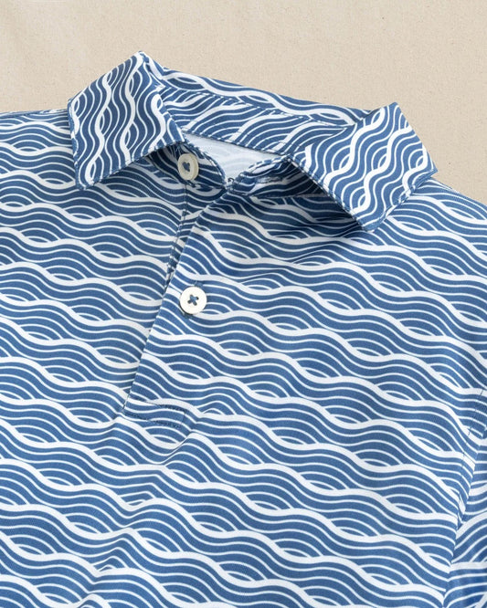 Youth Short Sleeve Driver Ocean Echo Performance Polo, Nautical Blue