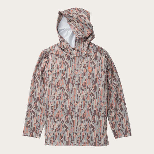 Boy's Pro Performance Hoodie T-shirt in Neutral Camo with Deer Antlers