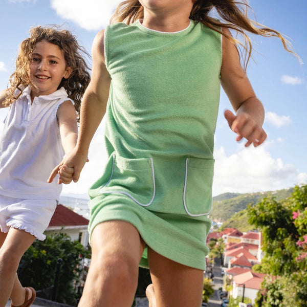 Girls Gustavia Green French Terry Dress