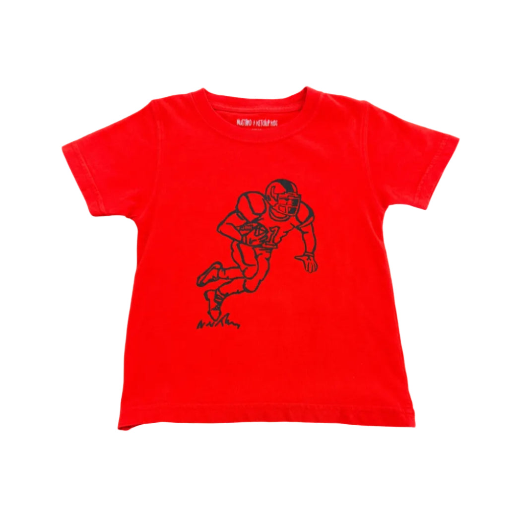 Short-Sleeve-Red-Black-Football-Player-T-Shirt