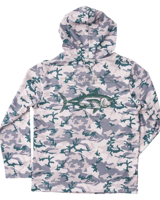 Kids Pro Performance Shirt Long Sleeve with Hoodie Neutral Camo